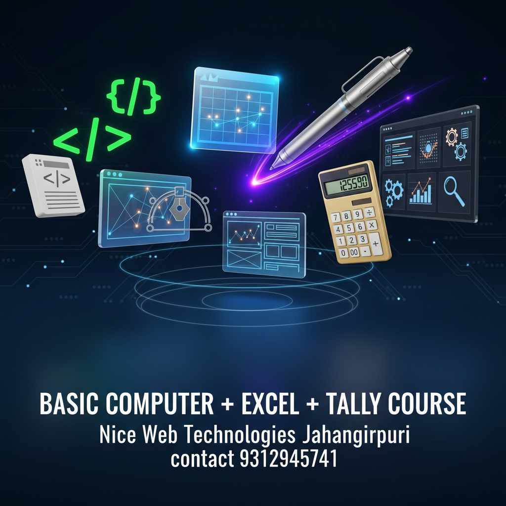 Basic Computer + Excel(MIS) + Tally Prime Course - Basic+Excl+Tally, Prime, Basic | Nice Web Technologies, Jahangirpuri Delhi